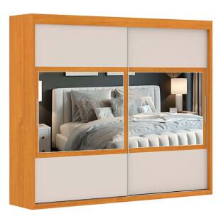 Guarda Roupa Portas de Correr Espelho Joinville Mirarack Cedro/Off White