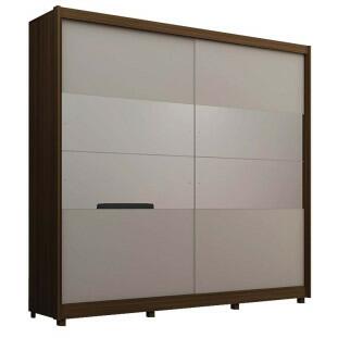 Guarda Roupa Casal 100% MDF Com Espelho Orfeu Gelius Nogueira/Off White