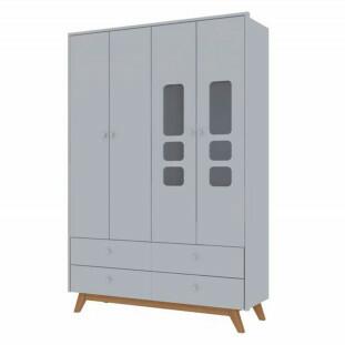 Guarda Roupa Infantil 4P 4G Sol Pés Cadeira Gelius Branco