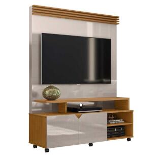 Estante Home Sala Pequeno 136cm Para TV 55 Pol Berlim Lukaliam Off White/Tauari