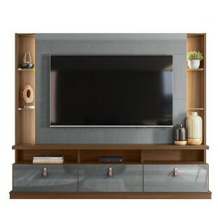 Estante Home Para TV 70 Polegadas 207cm Bilbao Lukaliam Cedro/Cinza Perolizado