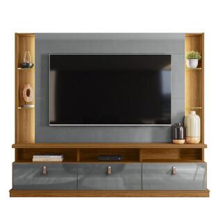 Estante Home Para TV 70 Polegadas 207cm Bilbao Lukaliam Freijo/Cinza Perolizado