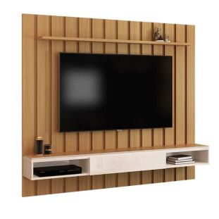 Painel Ripado Para TV 75 Polegadas 180cm Brise com Nicho 1.8 EDN Freijo/Fendi