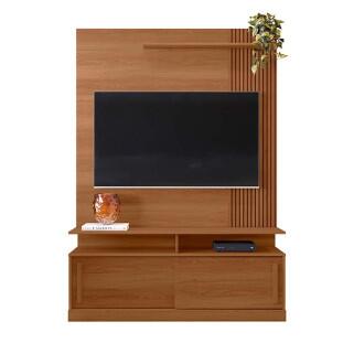Rack Painel Home 136cm Para TV 60 Polegadas Chicago Lukaliam Jequitiba Ripado 3D