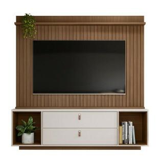 Rack Painel Home Ripado TV 75 Polegadas 183cm Dakar Lukaliam Cedro/Off White Perolizado
