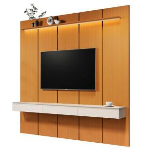 Home Suspenso 225x216cm 3 Gavetas Para TV 85¨ Estone 2.25 EDN Cedro/Off White