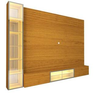 Home Com Cristaleira Para TV 85 Pol Com LED 255cm Luminare Gelius Naturale 