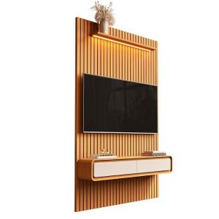 Home Painel Ripado TV 55 Com LED Sala 140cm Trevi 1.4 EDN Cedro/Cedro Off White