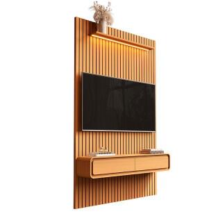 Home Painel Ripado TV 55 Com LED Sala 140cm Trevi 1.4 EDN Cedro