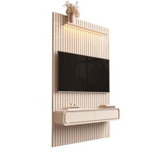 Home Painel Ripado TV 55 Com LED Sala 140cm Trevi 1.4 EDN Off White