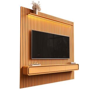 Home Painel Ripado TV 85 Com LED Sala 230cm Trevi 2.3 EDN Cedro
