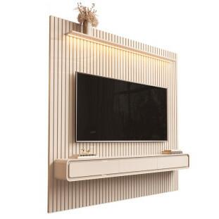 Home Painel Ripado TV 85 Com LED Sala 230cm Trevi 2.3 EDN Off White