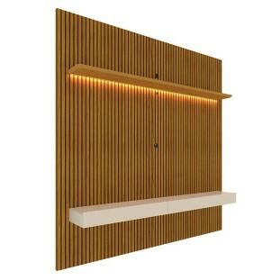 Home Painel Ripado 3D Para TV 70 Polegadas 180 x 250 Com LED Requinte Gelius Naturale/Off White