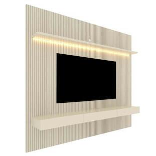 Home Painel Ripado 3D TV 75 Pol  224cm x 250cm Com LED Requinte Gelius Off White