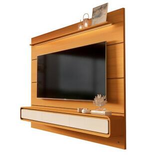 Home Painel Suspenso 180cm Para TV 75¨ Gavetas LED Boaz 1.8 EDN Cedro/Cedro Off White