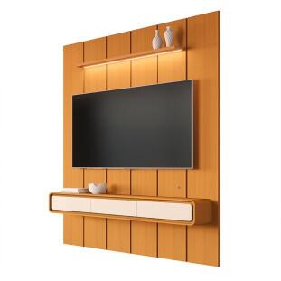 Home Painel Suspenso 180cm Para TV 75¨ Gavetas LED Liv 1.8 EDN Cedro/Cedro Off White