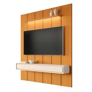 Home Painel Suspenso 180cm Para TV 75¨ Gavetas LED Liv 1.8 EDN Cedro/Off White