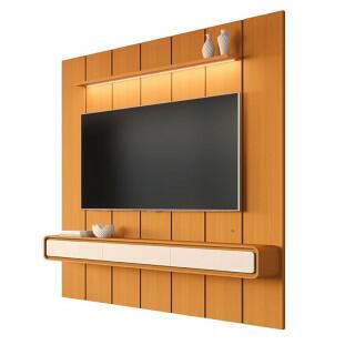 Home Painel Suspenso 220cm Para TV 85¨ Gavetas LED Liv 2.2 Cedro/Cedro Off White