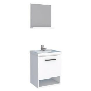 Conjunto Para Banheiro Aço Gabinete e Espelho Pitanga Mais 40 Cozimax Branco