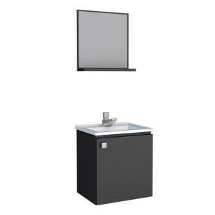 Conjunto Para Banheiro Aço Gabinete e Espelho Cacau 40 Cozimax Preto