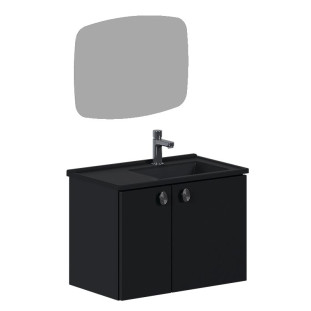 Conjunto para Banheiro em Aço 60x44x36cm Tarumã 60 com Espelho Cozimax Preto