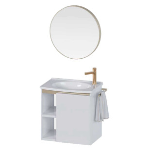 Conjunto para Banheiro Aço 51x51x33cm Jatobá 50 com Espelho Cozimax Branco