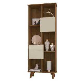 Estante de Livro Retro 2 Portas 64x183 Napoli RV Móveis Cinamomo/Off White