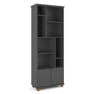 Livreiro Estante Multiuso 2 Portas 8 Nichos 71x185x35 Taurus Patrimar Grafite