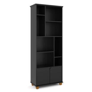 Livreiro Estante Multiuso 2 Portas 8 Nichos 71x185x35 Taurus Patrimar Preto