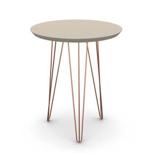 Mesa de Apoio Redonda Pés de Ferro 53 x 53 x 62 Evolution Patrimar Off White
