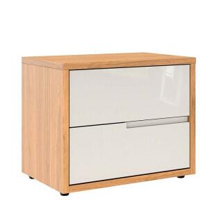 Mesa de Cabeceira 2 Gavetas Cava 100% MDF Concept Robel Freijo/Off White Liso