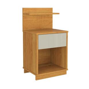 Mesa de Cabeceira 40x74cm com 1 Gaveta e Prateleira Mavie Patrimar Cinamomo/Off White