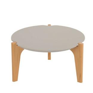Mesa de Centro MDF Usinado Florida 55cm Lukaliam Off White/Freijo