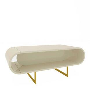 Mesa de Centro Design Exclusivo Nobre Pés de Ferro Gelius Off White