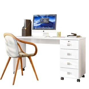Escrivaninha Mesa Escritório 4 Gavetas 136cm Dubai Lukaliam Branco