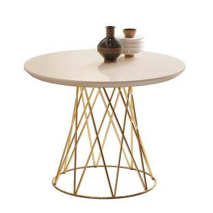Mesa de Centro Pés Ferro 60 x 60 Redonda 8040 JB Bechara Pérola/Dourado