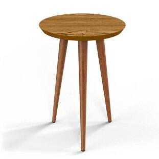 Mesa Lateral Redonda Pés Palito Luna 44 x 44 x 57 Patrimar Cumaru