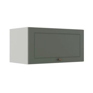 Módulo Armário Aéreo 70cm 1 Porta Basculante 100% MDF Cozinha Provence Robel Branco/Salvia Matte
