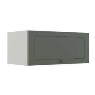 Módulo Armário Aéreo 80cm 1 Porta Basculante 100% MDF Cozinha Provence Robel Branco/Salvia Matte
