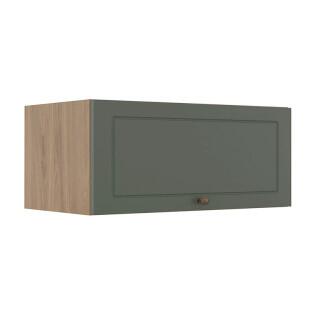 Módulo Armário Aéreo 80cm 1 Porta Basculante 100% MDF Cozinha Provence Robel Hanover/Salvia Matte
