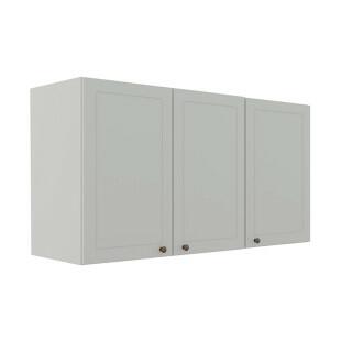Módulo Armário Aéreo 68x120x56cm 3 Portas 100% MDF Cozinha Provence Robel Branco/Branco Matte