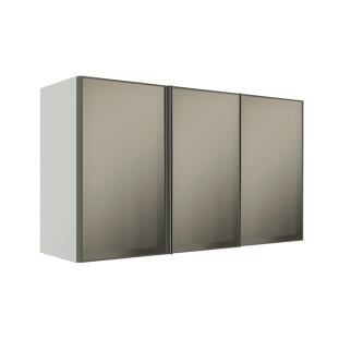 Módulo Armário Aéreo 68x120x34cm 3 Portas Vidro Reflecta Cozinha Modulada Robel Branco