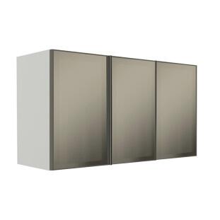 Módulo Armário Aéreo 68x120x56cm 3 Portas Vidro Reflecta Cozinha Modulada Robel Branco