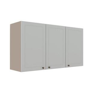 Módulo Armário Aéreo 68x120x34cm 3 Portas 100% MDF Cozinha Provence Robel Fendi/Branco Matte