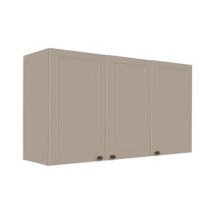 Módulo Armário Aéreo 68x120x34cm 3 Portas 100% MDF Cozinha Provence Robel Fendi/Fendi Matte