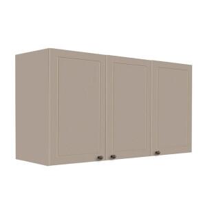 Módulo Armário Aéreo 68x120x56cm 3 Portas 100% MDF Cozinha Provence Robel Fendi/Fendi Matte