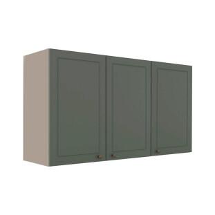 Módulo Armário Aéreo 68x120x34cm 3 Portas 100% MDF Cozinha Provence Robel Fendi/Salvia Matte