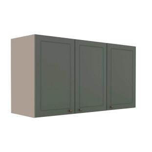 Módulo Armário Aéreo 68x120x56cm 3 Portas 100% MDF Cozinha Provence Robel Fendi/Sálvia Matte