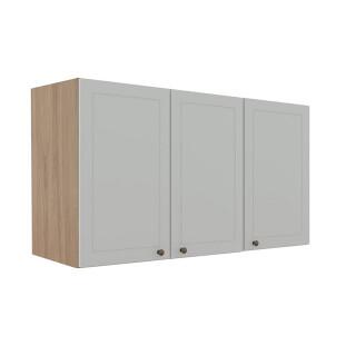 Módulo Armário Aéreo 68x120x56cm 3 Portas 100% MDF Cozinha Provence Robel Hanover/Branco Matte