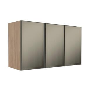 Módulo Armário Aéreo 68x120x56cm 3 Portas Vidro Reflecta Cozinha Modulada Robel Hanover